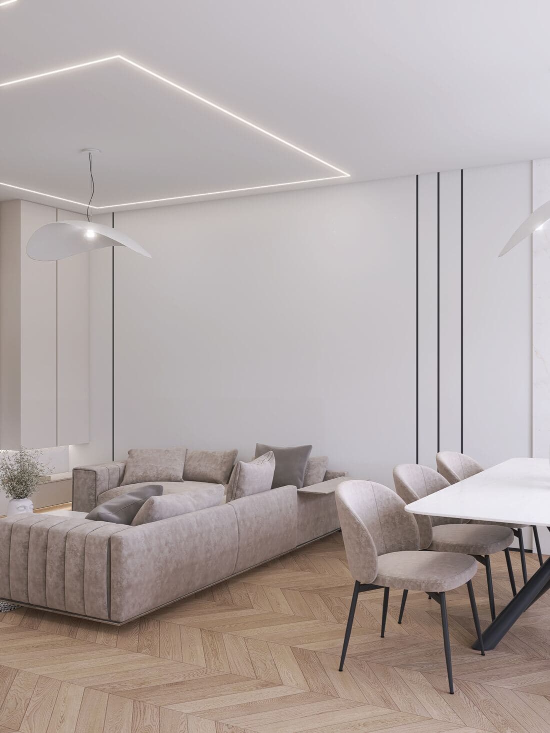 Projekt salonu połączonego z jadalnią